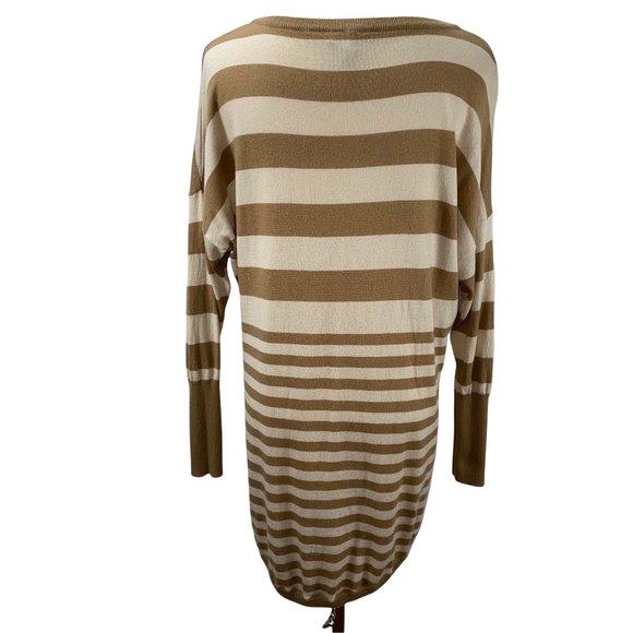 Joie Tan Striped Wool Cashmere Blend Long V-Neck Sweater Tunic Lightweight - Picture 6 of 11